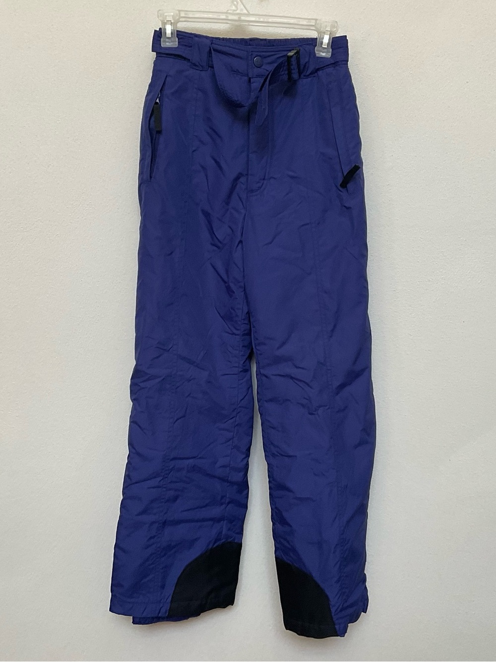 Columbia Blue, Black Elastic Waist Ski Snow Pants Size Small Belt Pockets